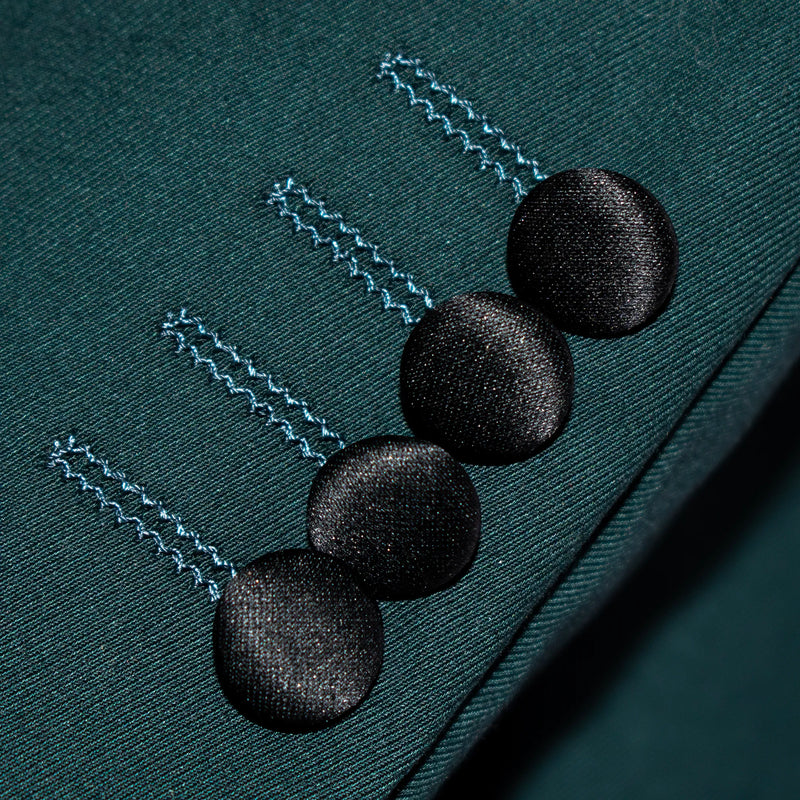 Black Trim on Hunter Green Stretch 3-Piece Slim-Fit Tuxedo