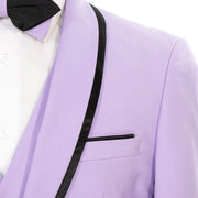 Black Trim on Lavender Stretch 3-Piece Slim-Fit Tuxedo