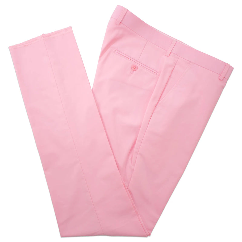 White Trim on Pink Stretch 3-Piece Slim-Fit Tuxedo