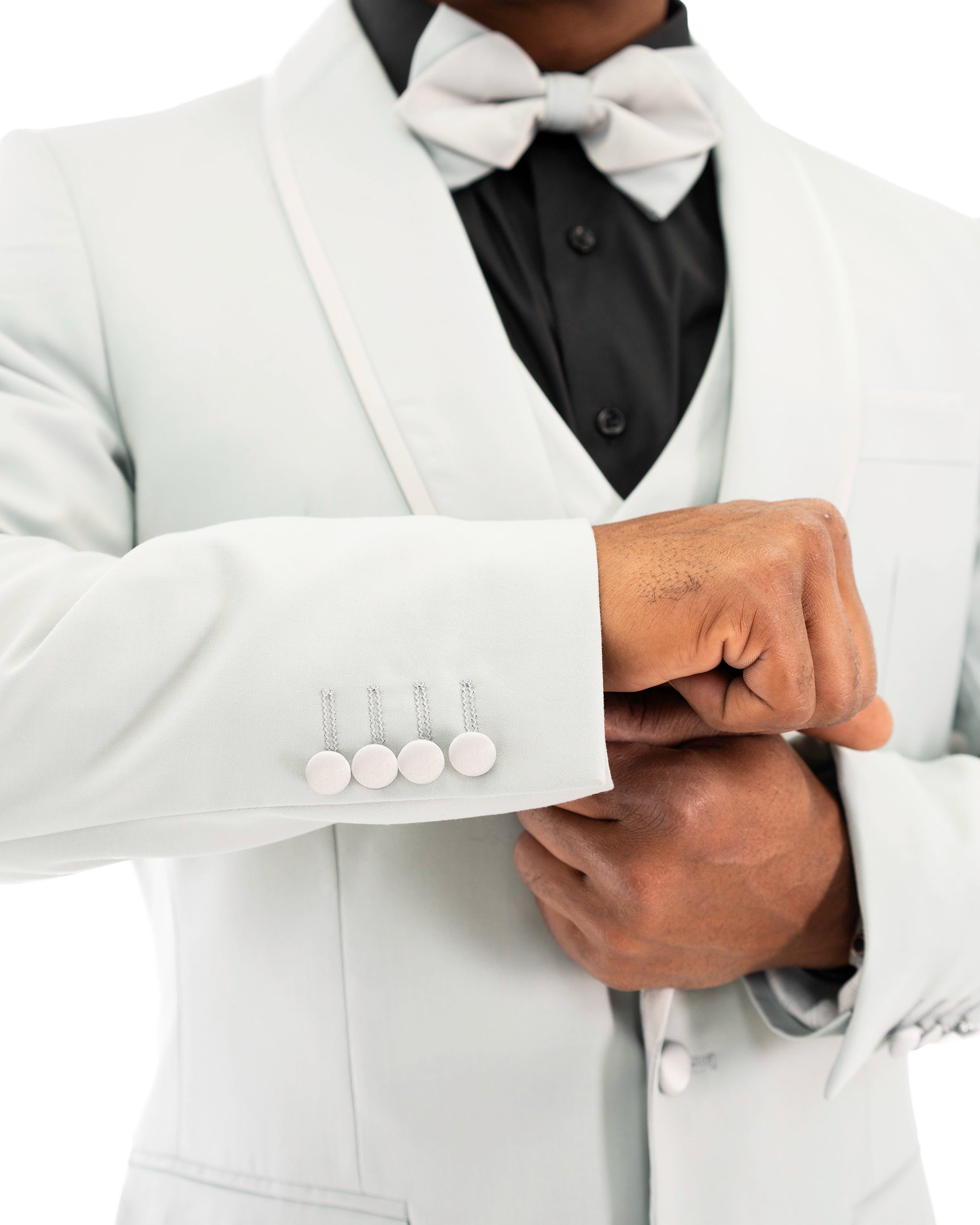 Platinum Trim on Platinum Stretch 3-Piece Slim-Fit Tuxedo