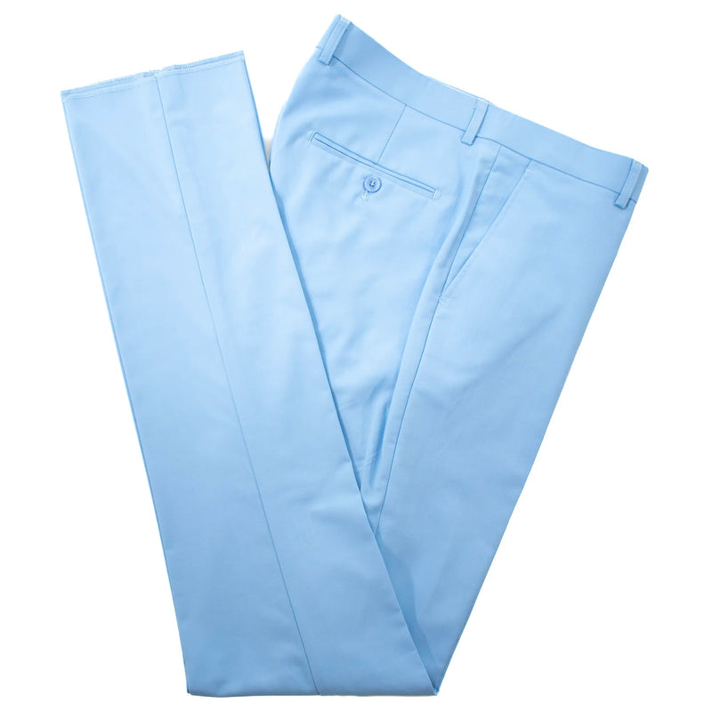 White Trim on Sky Blue Stretch 3-Piece Slim-Fit Tuxedo