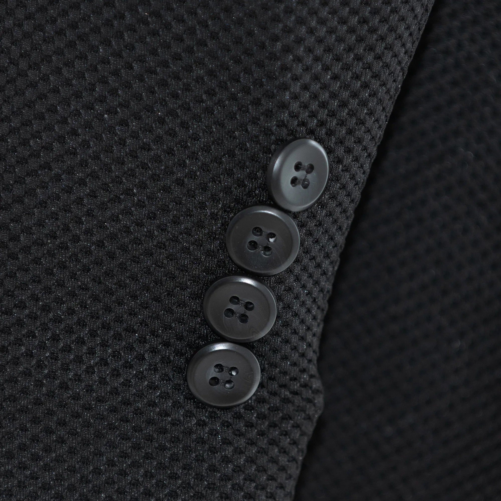 Black stretch Bird's Eye designed Jacket With Removable Waistcoat Piece