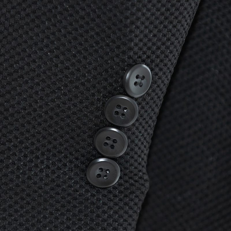 Black stretch Bird's Eye designed Jacket With Removable Waistcoat Piece