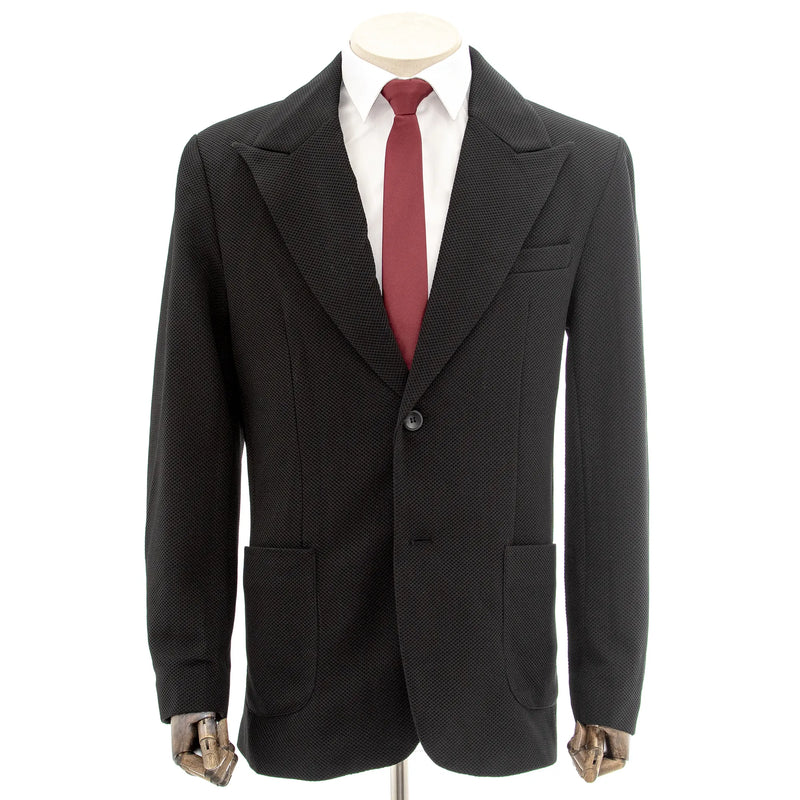 Black stretch Bird's Eye designed Jacket With Removable Waistcoat Piece