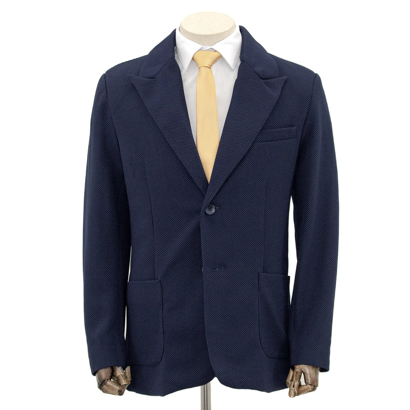 Navy stretch Bird's Eye designed Jacket With Removable Waistcoat Piece