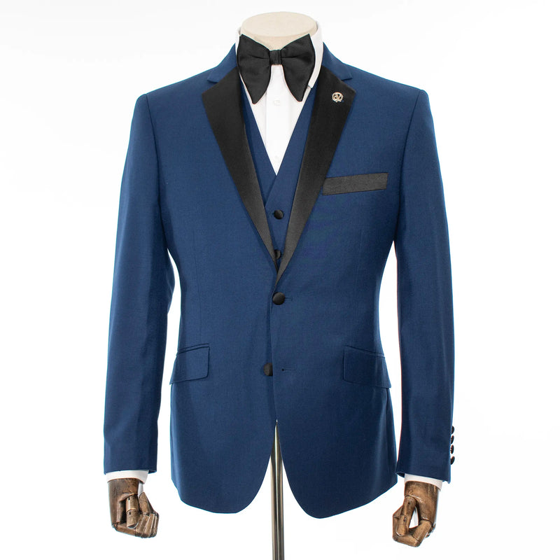 Sapphire 3-Piece Tailored-Fit Tuxedo with Black Notch Lapel