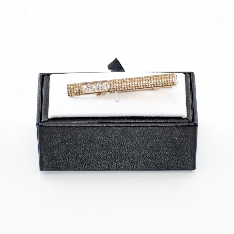 Gold Off-Center Crystal Tie-Bar