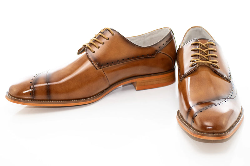 Asymmetrical Stitch Derby Style Lace-Up Dress Shoes