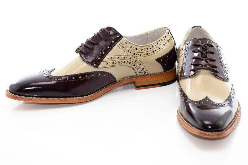 Burgundy & Natural Brogue Wingtip
