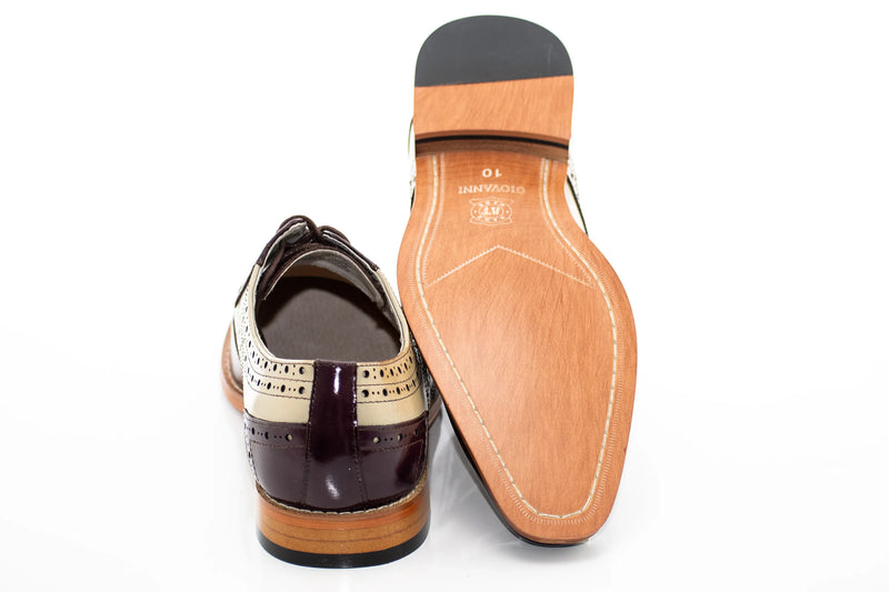 Burgundy & Natural Brogue Wingtip