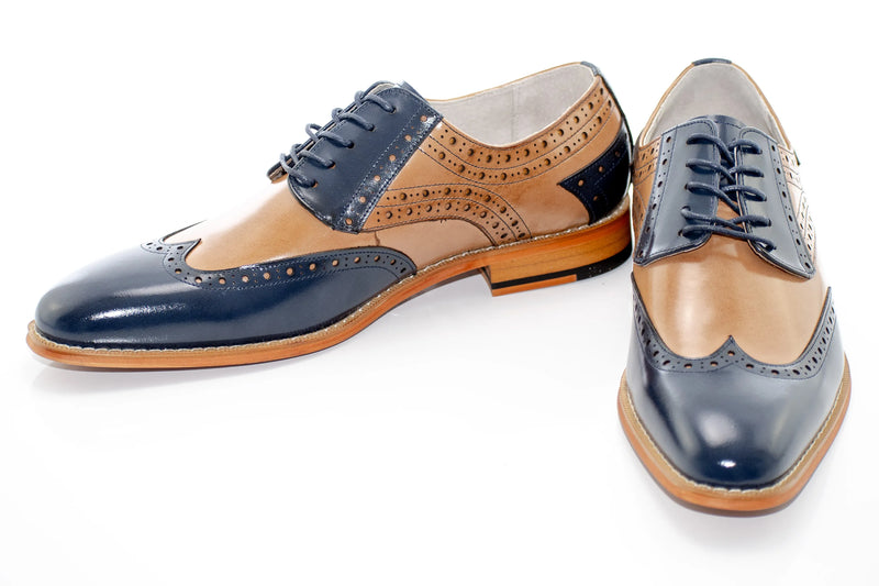 Navy & Tan Brogue Wingtip