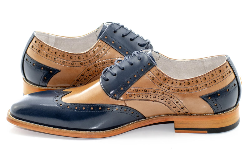 Navy & Tan Brogue Wingtip