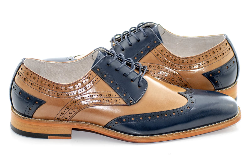 Navy & Tan Brogue Wingtip