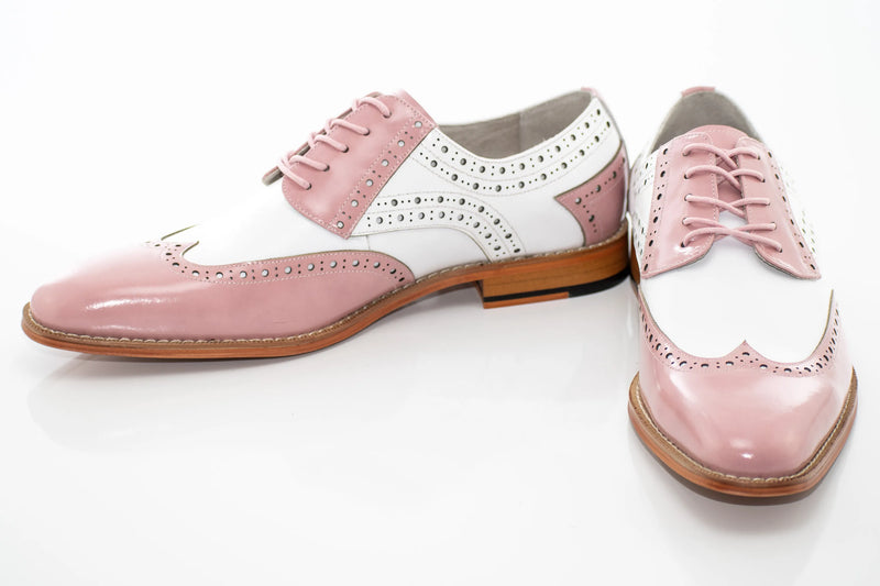 Pink and White Brogue Wingtip