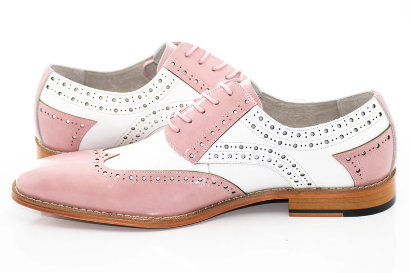 Pink and White Brogue Wingtip