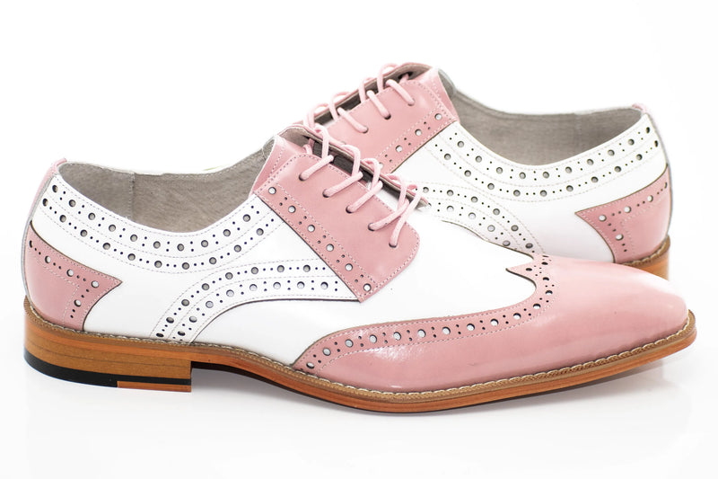 Pink and White Brogue Wingtip