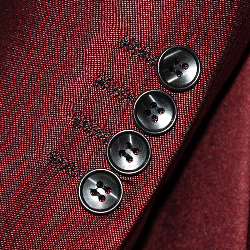 Burgundy Sharkskin 3-Piece Slim-Fit Tuxedo