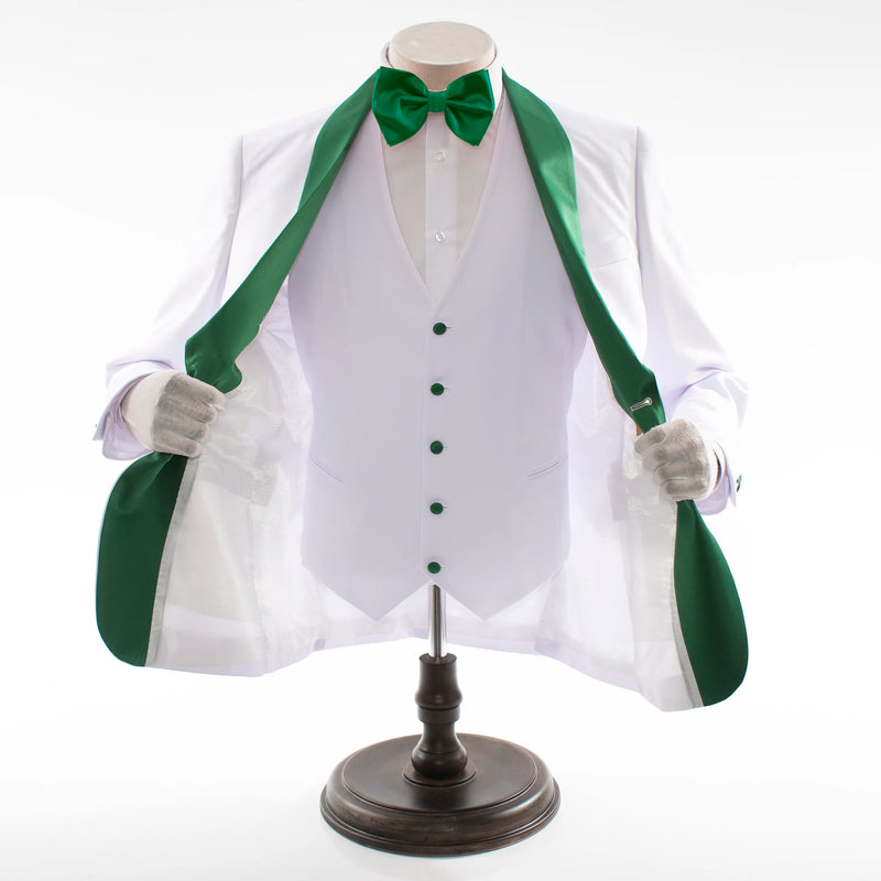 Men's White And Hunter Green 3-Piece Modern-Fit Tuxedo With Shawl Lapels