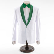 Men's White And Hunter Green 3-Piece Modern-Fit Tuxedo With Shawl Lapels