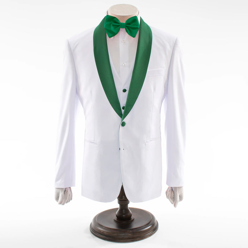 Men's White And Hunter Green 3-Piece Modern-Fit Tuxedo With Shawl Lapels