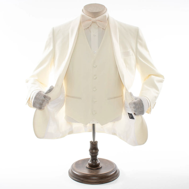 Off White 3-Piece Tailored-Fit Tuxedo with Shawl Lapel