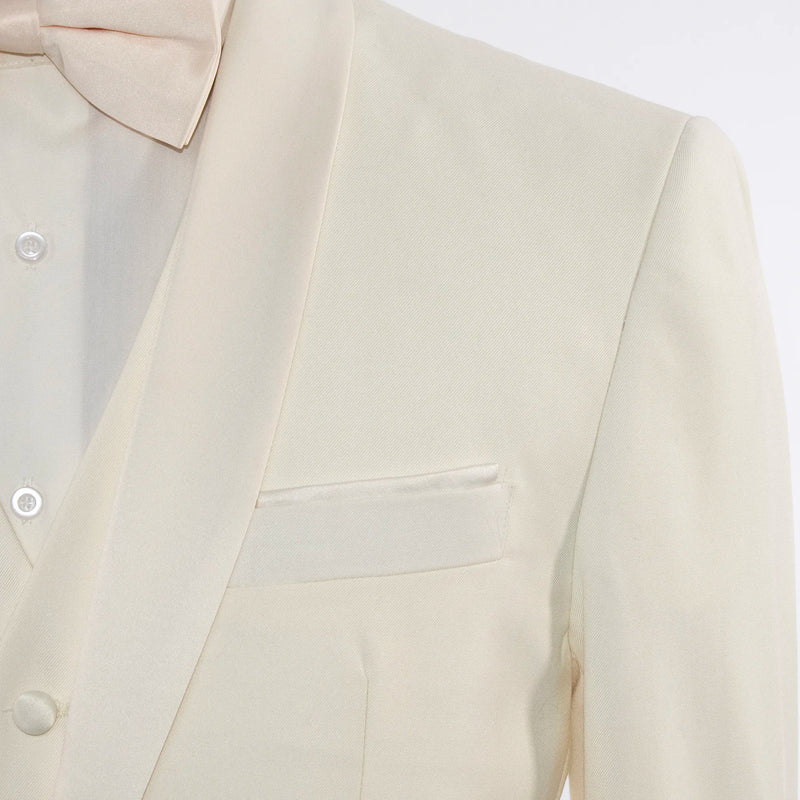 Off White 3-Piece Tailored-Fit Tuxedo with Shawl Lapel