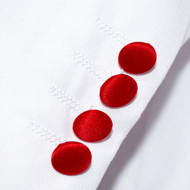 White and Red Modern-Fit Tuxedo Jacket