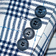 Navy Blue and White Plaid 3-Piece Slim-Fit Suit