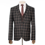 Black Plaid 3-Piece Slim-Fit Tweed Suit