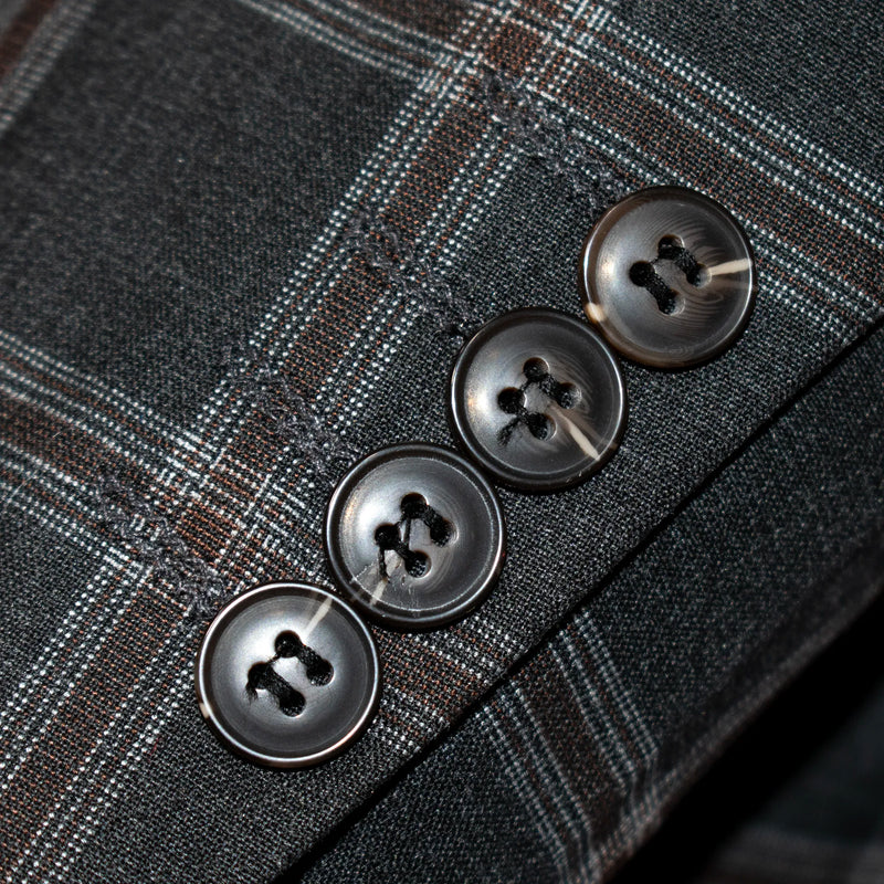 Black Plaid 3-Piece Slim-Fit Tweed Suit