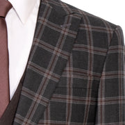 Black Plaid 3-Piece Slim-Fit Tweed Suit