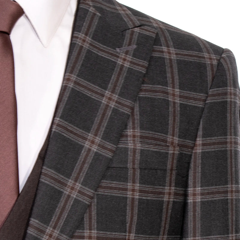 Black Plaid 3-Piece Slim-Fit Tweed Suit