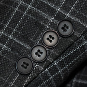 Black Plaid 3-Piece Slim-Fit Tweed Suit