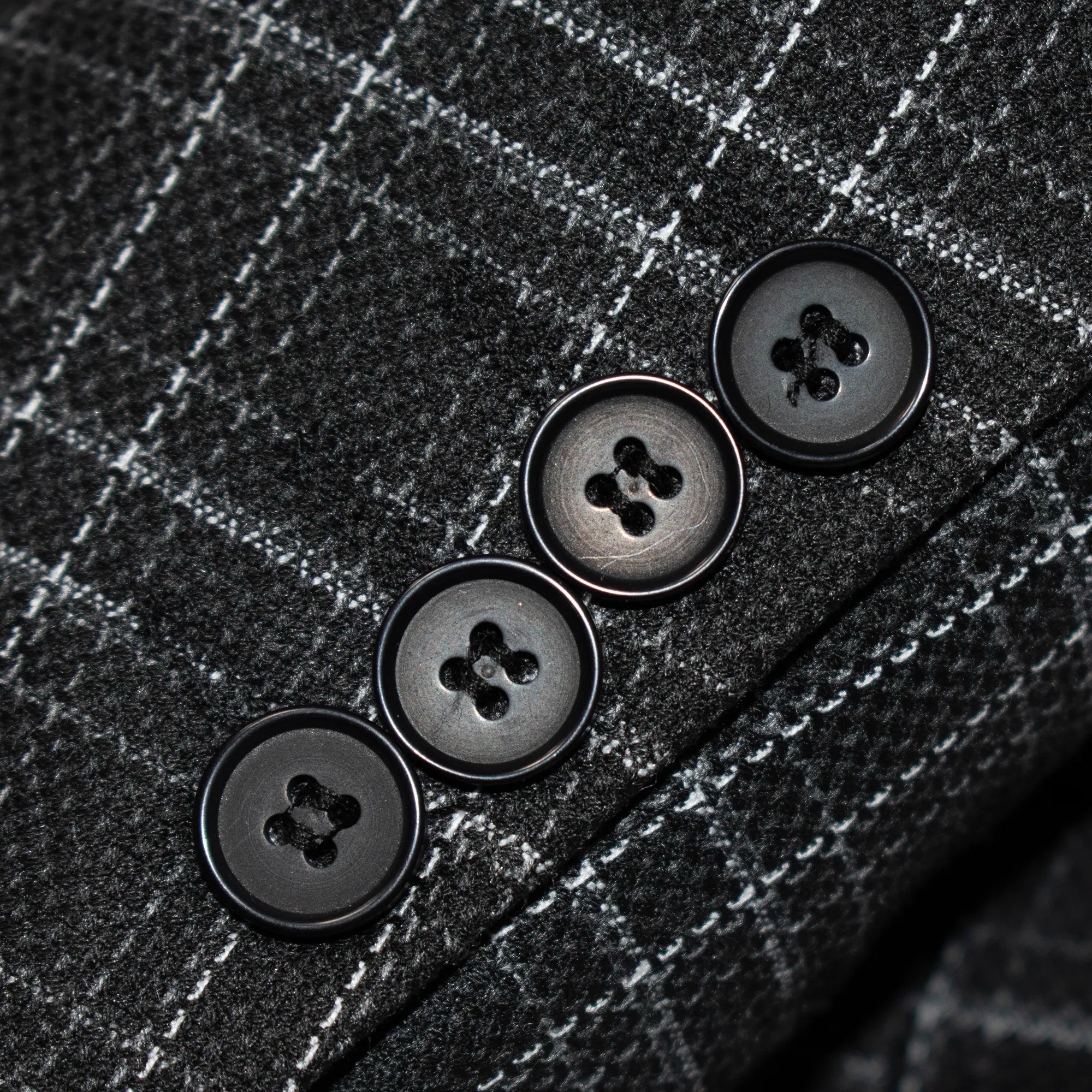 Black Plaid 3-Piece Slim-Fit Tweed Suit