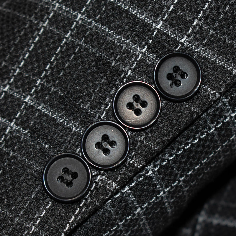 Black Plaid 3-Piece Slim-Fit Tweed Suit