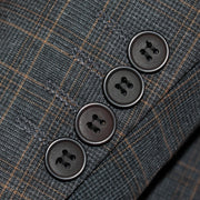 Dark Gray and Tan Plaid 3-Piece Slim-Fit Suit
