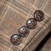 Brown Plaid 3-Piece Slim-Fit Suit