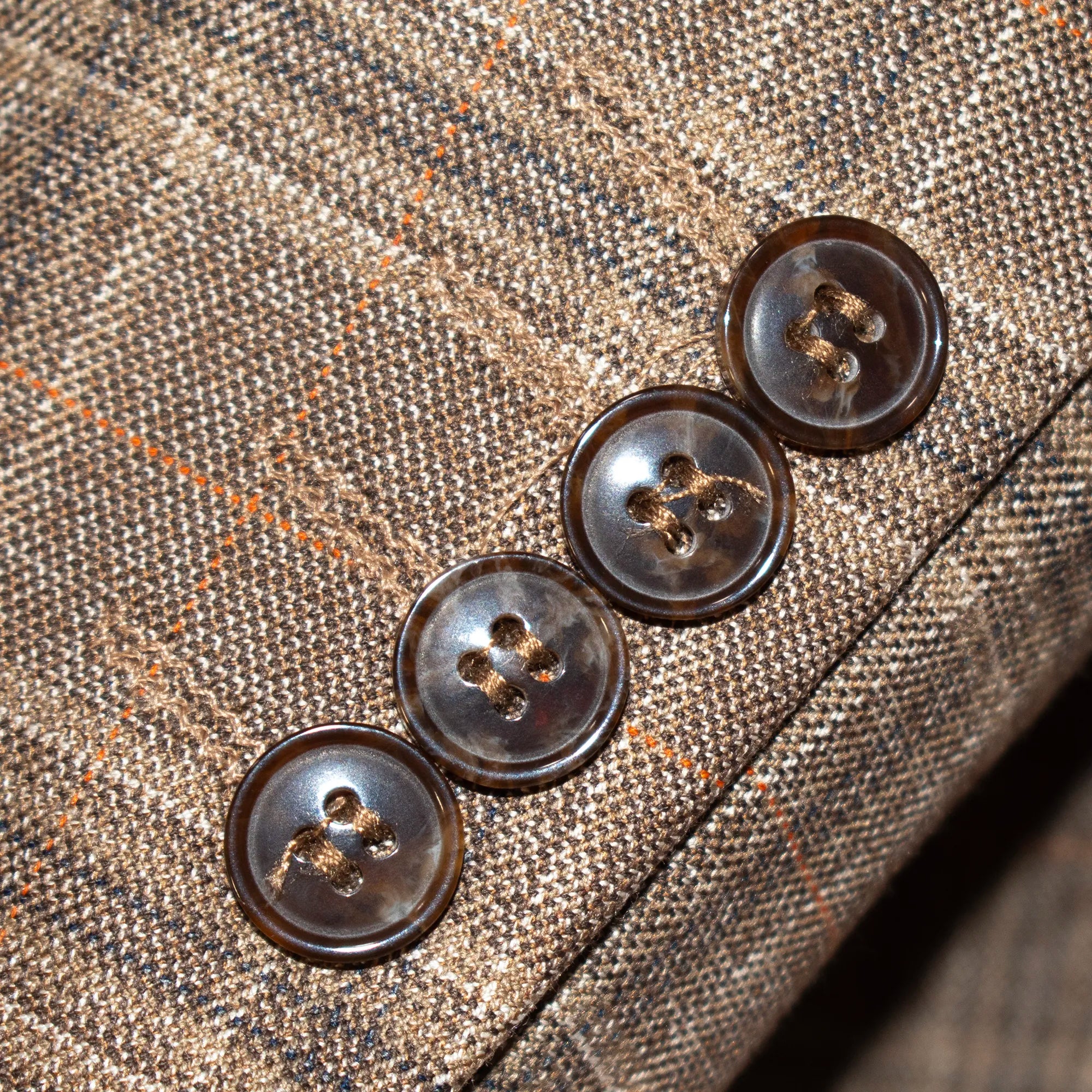 Brown Plaid 3-Piece Slim-Fit Suit
