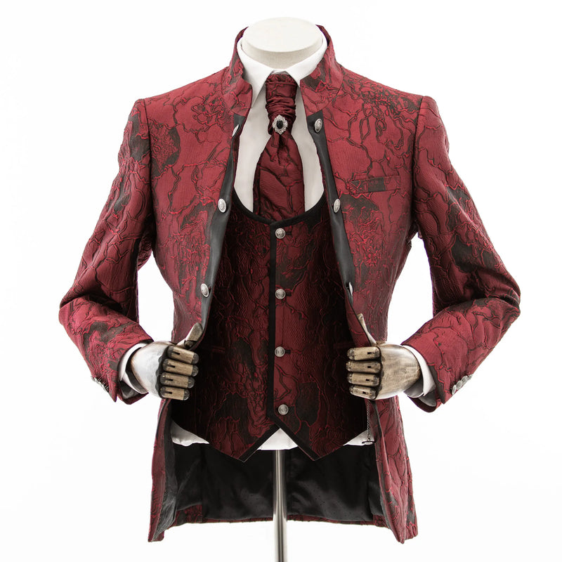 Alistair | Burgundy Damask 3-Piece Slim-Fit Western Tuxedo