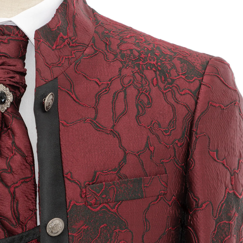 Alistair | Burgundy Damask 3-Piece Slim-Fit Western Tuxedo