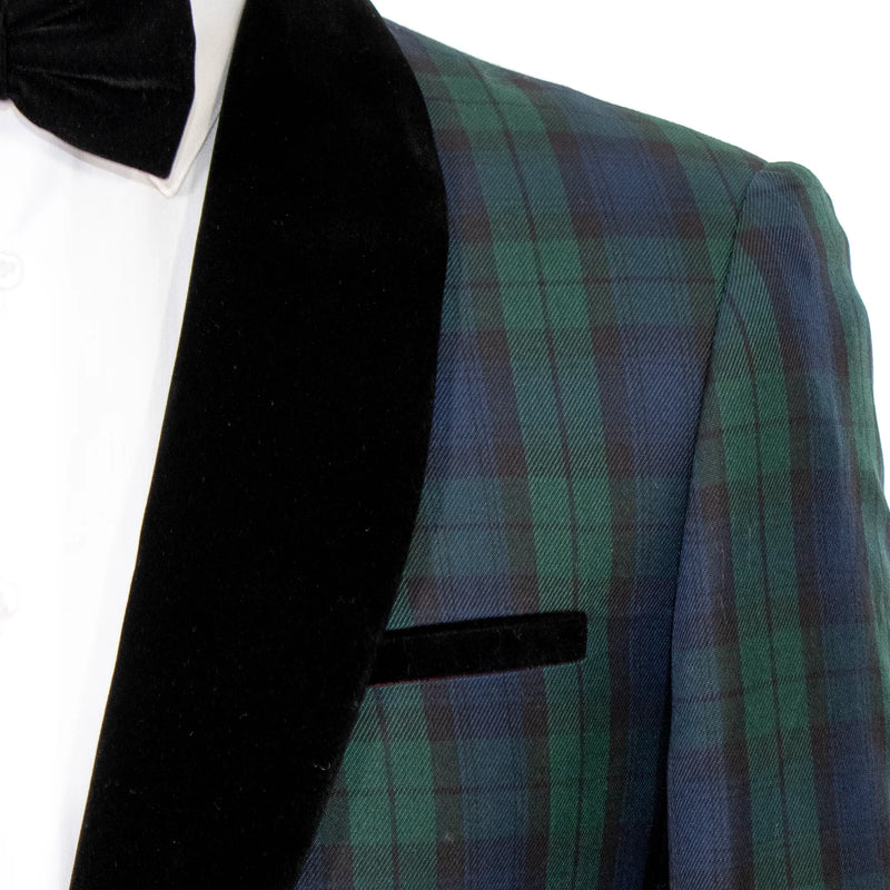 Green Plaid Modern-Fit Dinner Jacket