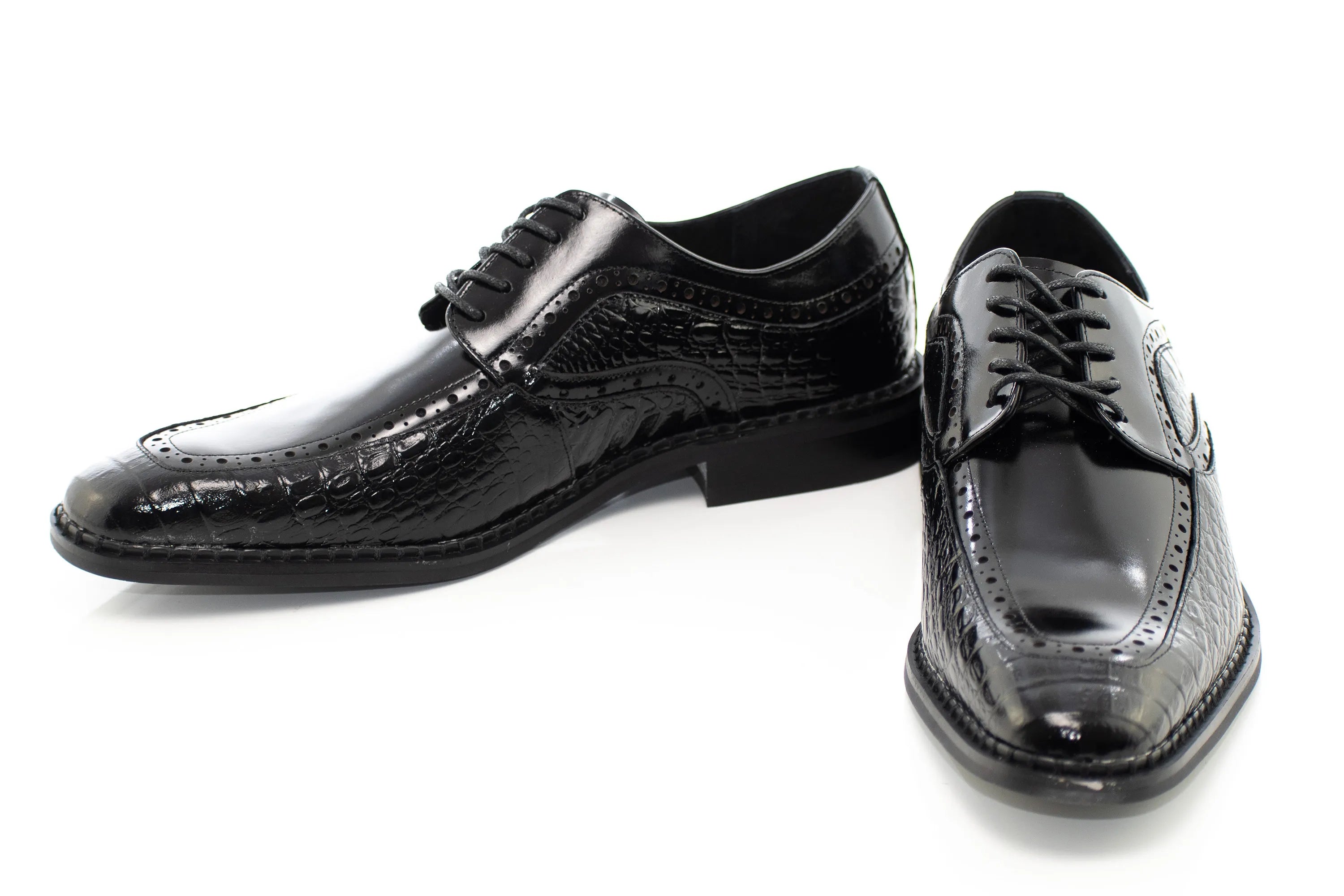 Leather Apron-Toe Alligator Derby Dress Shoes