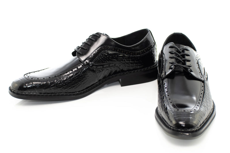 Leather Apron-Toe Alligator Derby Dress Shoes