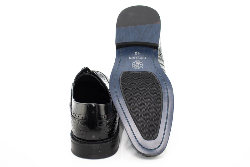 Leather Apron-Toe Alligator Derby Dress Shoes