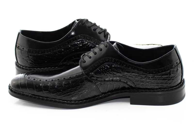 Leather Apron-Toe Alligator Derby Dress Shoes