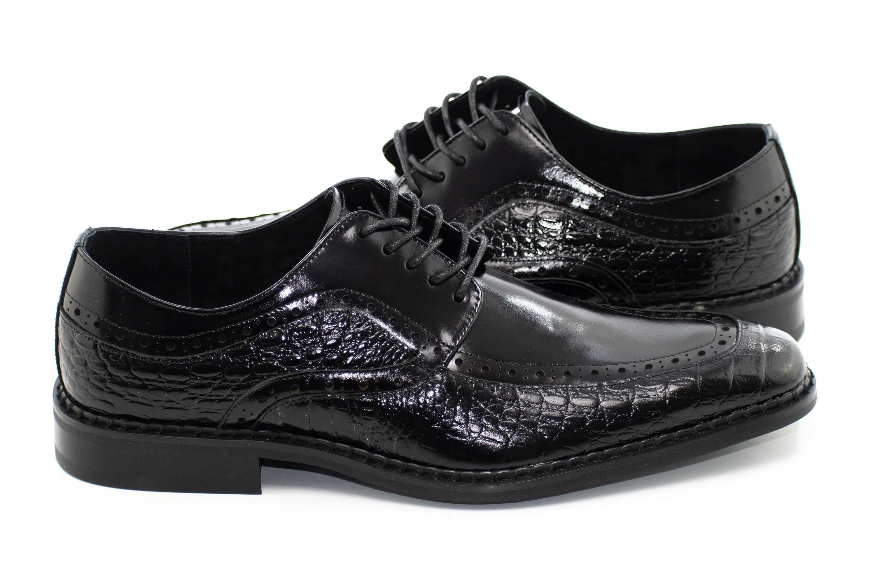 Leather Apron-Toe Alligator Derby Dress Shoes