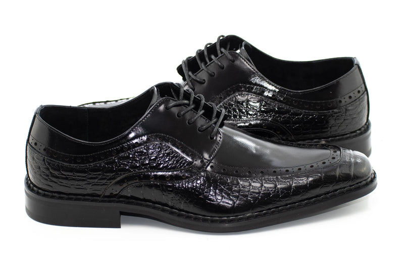 Leather Apron-Toe Alligator Derby Dress Shoes