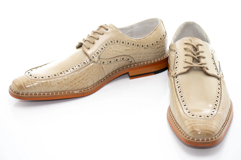 Leather Apron-Toe Alligator Derby Dress Shoes