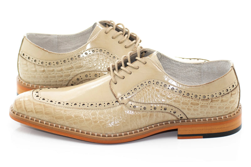 Leather Apron-Toe Alligator Derby Dress Shoes