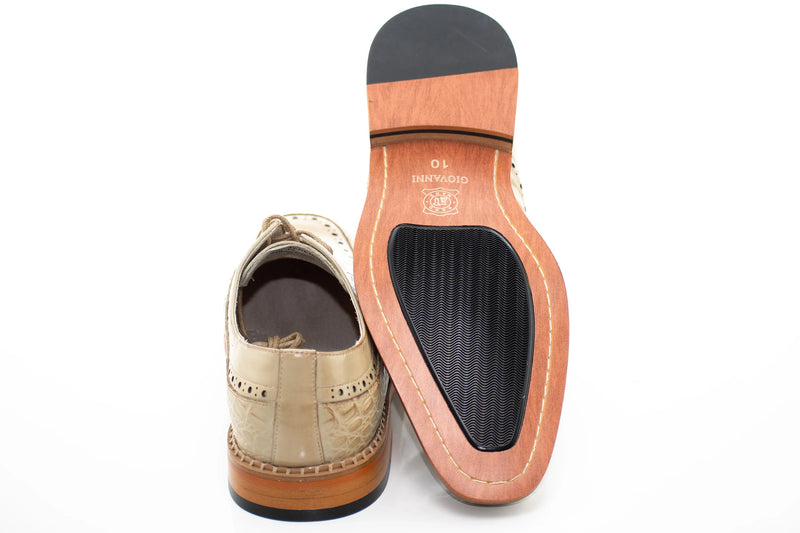 Leather Apron-Toe Alligator Derby Dress Shoes